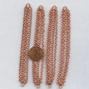 72 VINTAGE COPPER COATED STEEL CABLE & CURB 4 CHAIN 4" JUMP RINGED SECTIONS T3 - Picture 1 of 2