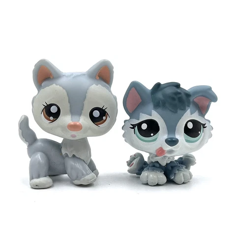 Littlest pet shop toys LPS puppy #2036 and HUSKY #1930 girl's collectible toy Cover