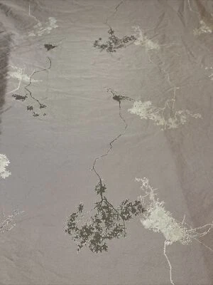 CALVIN KLEIN Home Queen Duvet Brown Striped Floral Wildflower 100% Cotton - Image 1 of 4