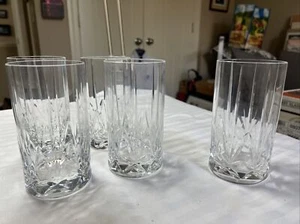 Set Of 5, Diamond Cut Heavy Crystal Tumbler / Highball, 5.25”h X 2.75”diam #SH - Picture 1 of 7