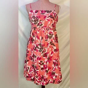 Lucy & Laurel 100% Cotton Pink Floral Babydoll Spaghetti Strap Sun Dress Size 10 - Picture 1 of 11