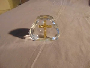 Cruz de Metal Dorado Cristiano Religioso INRI en Plástico Transparente DE COLECCIÓN - Imagen 1 de 3