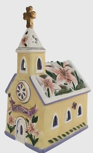Blue Sky Clayworks EASTER BLESSINGS Church Tea Light Candle House NWT - Picture 1 of 7