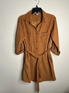 LUCKY BRAND Women's L Button Front Belted Corduroy Shirt Dress NWOT - Picture 1 of 12