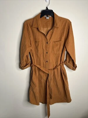LUCKY BRAND Women's L Button Front Belted Corduroy Shirt Dress NWOT - Image 1 of 4