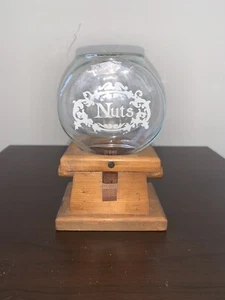 Dispensador de tuercas vintage máquina de caramelo de goma vidrio de madera - Imagen 1 de 12