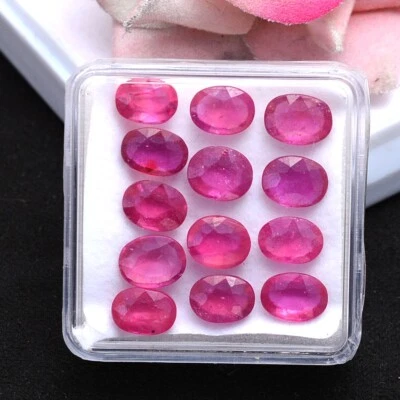 13 Pcs Natural Ruby Mozambique 7.90mm-8.25mm Oval Faceted Cut Stunning Gemstones - Image 1 of 4