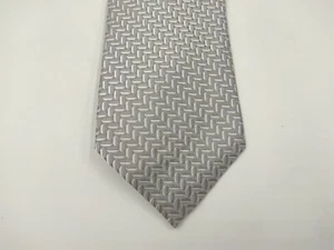 JoS.A.Bank Mens 60 In. Geometric Silver Silk Necktie - Picture 1 of 10