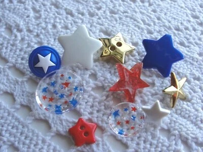 Vintage Button lot 10 Novelty JHB Mix Stars Patriotic 1999 USA Collection BNOS - Image 1 of 3
