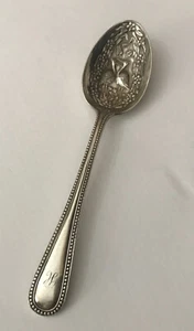 Antique 15cm Fancy Ornate Silver Plate Beaded bead Childs Spoon Storks Cutlery - Picture 1 of 12