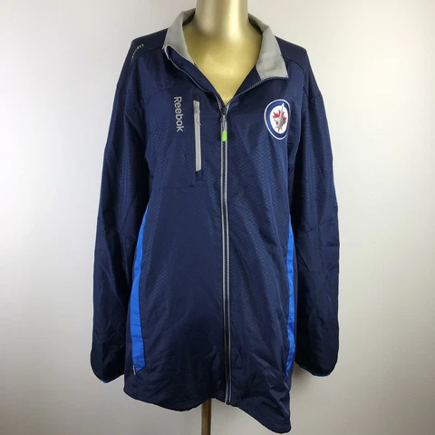 REEBOK Winnipeg Jets NHL Center Ice Blue Zip Up Jacket Men's Size XL Cover