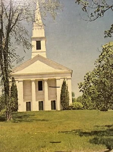 VTG Paper Funeral Hand Church Building Fan Wood Handle Cardboard - Picture 1 of 4