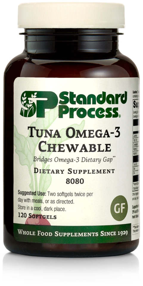 Antioxidante para alimentos integrales masticable Omega-3 de atún de proceso estándar, 120 masticables Foto 1 de 4