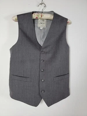 Jos A Bank 1905 Men's Size 38 S Five-Button Waistcoat Vest Suit 100% Wool Gray - Image 1 of 4