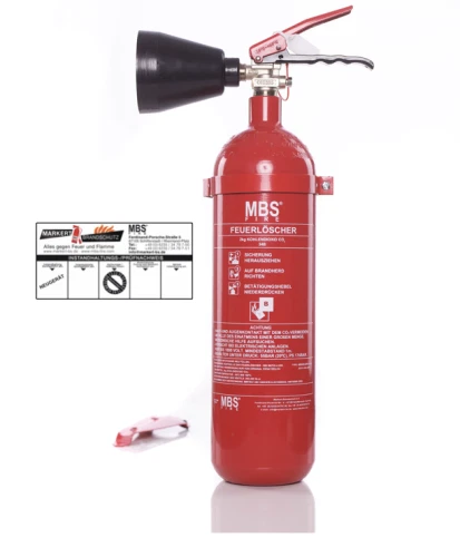Extintor MBS FIRE 2 kg CO2 dióxido de carbono incl. soporte y placa