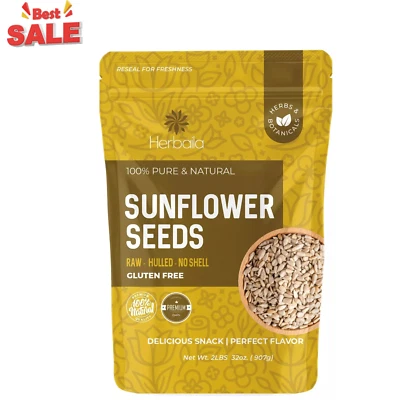 BRANDED Sunflower Seeds Raw 2lbs – Unsalted Sunflower Seeds to Eat - Shelled Sunflowe...