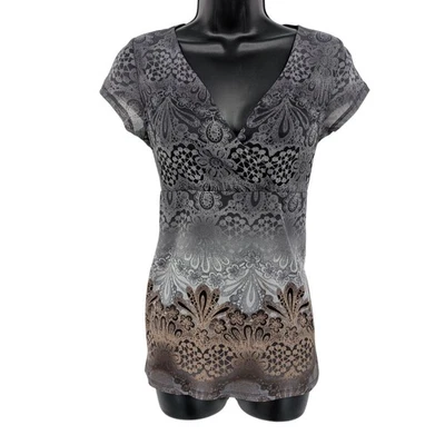 Vintage Lizwear Mesh Babydoll Top Women Size S Floral Y2K Office Whimsigoth Boho - Image 1 of 4