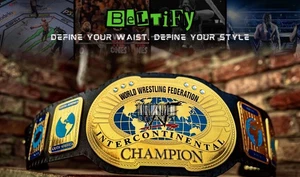 Oval Old Intercontinental Wrestling Championship Replica Title Belt Adult Size - Picture 1 of 8