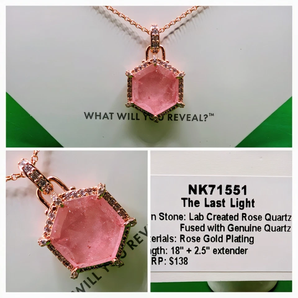 Collar Bomb Party "La última luz" NK71551 LC cuarzo rosa chapado en oro rosa Foto 1 de 1