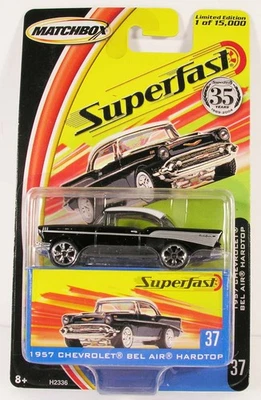 MINT 1957 CHEVROLET BEL AIR HARDTOP SEALED W BOX ON CARD 37 MATCHBOX SUPERFAST - Image 1 of 2