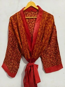 Bata colorida estampada Anokhi indio sari seda kimono playa fiesta ropa, B-5709 - Imagen 1 de 7