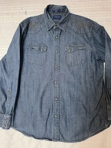 Pendleton Mens Denim Gambler Shirt, Size L Fitted - Picture 1 of 9