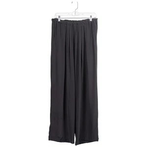 BROCHU WALKER Pants M Gray Silk Pull On Elastic Waist Wide Leg Pleated Pockets - Picture 1 of 9