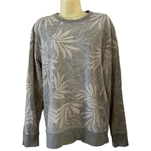 Chip & Pepper Size M Gray and White Leaf Print Lightweight Sweatshirt Knit Top - Picture 1 of 8