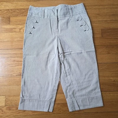 Pantalones de pierna ancha de algodón Saint Tropez West a rayas para mujer botones bolsillos talla 4 Foto 1 de 4