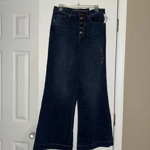 M jeans by Maurices super high rise wide leg jeans sz 8R dark wash stretch blue - Picture 1 of 7