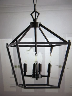 Pagoda JONATHAN Y 12 pulgadas Colgante LED de metal linterna de bronce frotado con aceite de 4 bombillas Foto 1 de 4