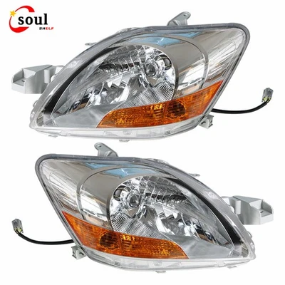 Fit For Toyota Yaris 2007-2011 Sedan Headlight Left + Right Assembly Set Chrome - Image 1 of 4
