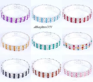 Atemberaubendes 3-reihiges 2-farbiges Kristallarmband versilbert - Bild 1 von 10