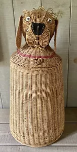 Vintage Wicker Dog Basket Hamper 1970's 32" Tall - Picture 1 of 10