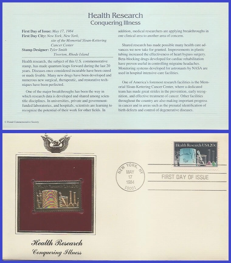 USA2 #2087 U/A GOLDEN REPLICA FDC   Health Research - Image 1 of 1