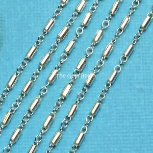 Sterling Silver Bulk Fancy Tube Chain 1.8mmx5.2mm Link By The Foot - Picture 1 of 9