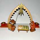 Vintage Germany Wooden Manger ERZGEBIRGE CHRISTMAS SCENE Candle Taper Holder