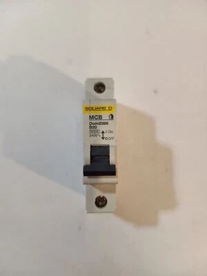 SQUARE D 20 AMP CURVE B 6kA MCB CIRCUIT BREAKER DOMAE DOM20B6 - Image 1 of 4