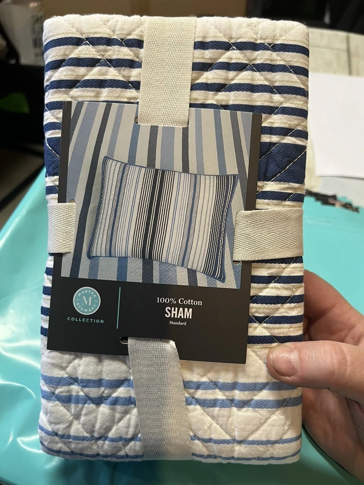 Martha Stewart Collection Standard Sham Tufted Chambray Blue T96127