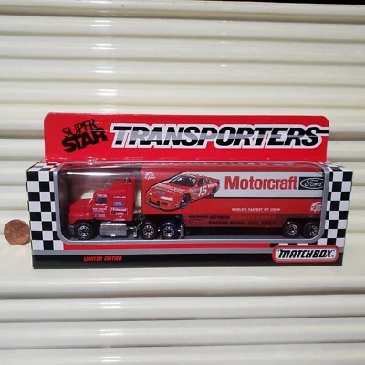 Matchbox WROSE #15 MOTORCRAFT RACING 1992 FORD Cab CY109 Super Star Transporter  - Image 1 of 4