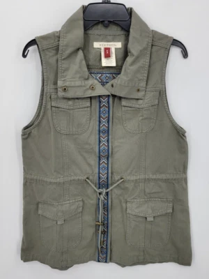 Жилет женский Stetson маленький зеленый с зауженной талией ацтекская отделка карманы богемное вестерн - Изображение 1 из 4