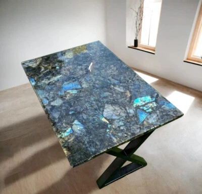 36"x24" Labradorite Stone Coffee Table Top Random Stone Countertop Farmhouse Dec - Image 1 of 4