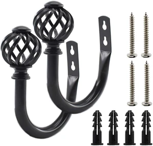 2 Pack Curtain Holdbacks, U Shaped Wall Mounted Curtain Tieback Hooks Drapery Ti - Picture 1 of 12