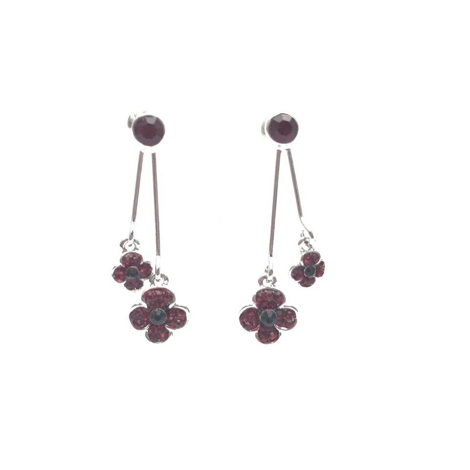 Equilibrium Silver Plated Double Poppy Crystal Earrings Gift 69147 Jeweler