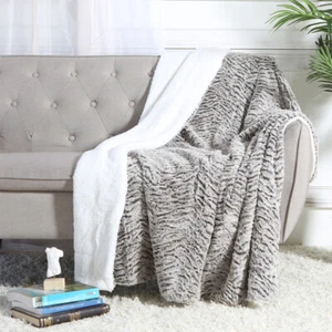 Luxus Kunst Mikro Fell Wellen Design Ultra Plüsch und Super Weich Sherpa Fleece Überwurf - Bild 1 von 3