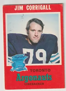 1971 OPC CFL Jim Corrigall Card #5 Toronto Argonauts Kent State - Picture 1 of 2
