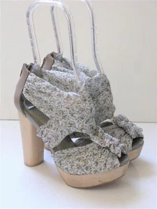Seychellen Plateau Wood n' Floral Chiffon Sandalen UVP $ 120 - Bild 1 von 12