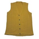Handmade Cable Knit Sleeveless Cardigan Sweater Oversized Yellow Cottagecore
