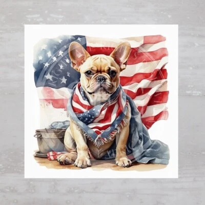 Bandeira americana tecido buldogue francês acolchoado painel artesanato costura colcha bloco A803 - Imagem 1 de 4