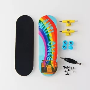 34mm Rainbow Complete Wooden Fingerboard Finger Skate Board Grit Foam Tape Gift - Picture 1 of 2